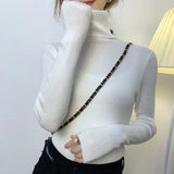 New 2021 Women Pullover Turtleneck Sweater Autumn Long Sleeve Slim Elastic Korean Simple Basic Cheap Jumper Solid Color