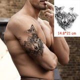 Waterproof Temporary Tattoo Sticker angry wolf mountain tatoo water transfer fake tatoo flash tatto Woman Man kid 14.8*21