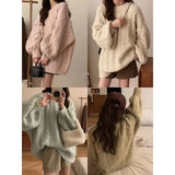 Version Of The New Soft-Mascued Knitting Coat On The Head Of The Lazy Windy Loose Sweater Coat Women's Large Size Autumn And Winter