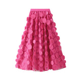 Industry Three-Dimensional Wave Point Black Mesh Half-Body Dress 2025 New Design Sense Hepburn Style Long Umbrella Skirt