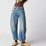 Wide Leg Baggy Jeans Women Casual Loose Mid Waist Denim Pants 90s Boyfriend Denim Bloomers Girlfriend Barrel Jeans-Outfit