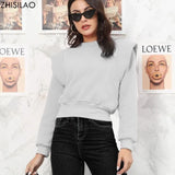 Crop Tops Autumn Winter Warm Fur Pullover Hoodies Women Streetwear Solid Cotton Thick Pink Sweatshirt 2022 Hip Hop