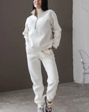 And Autumn 2025 Fashion Casual Hoodie Two Sets Of Long-Sleeved Solid Color Grip Velvet Feet Leisure