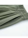 2023 Women Summer Shorts Casual Solid Poplin Elastic waist Pockets Female Elegant Street Short Clothing-Outfit