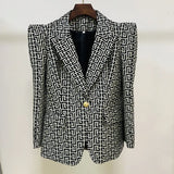 New Star Personality Tucked Geometric Pattern Of A Buckle Suit
