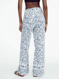 2023 Women Summer Straight Pants Vintage Print Linen Zipper Pockets Female Elegant Street Pant Trousers Clothing-Outfit