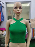 Woherb Cross Hanging Neck Knit Sling Small Vest Bare Back Tight Show Thin Bandage Wipe-Outfit