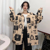 2022 Streetwear Harajuku Blouse Couple Shirt Women Men Clothing Blouses Bf Long Shirts Spring Autumn Turn-down Collar Casual
