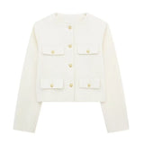 New Flip Decoration Round Collar Short Coat 3046278-Outfit