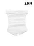 Gathered Bustier Tops for Women, Straight Neck, Side Zipper, Female Camis, Sexy Fashion-Outfit