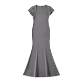 Trendy Women's Dress Street Shot Square Collar Fishtail Short-Sleeved Dress Slim Body Shows Thin Buttocks Spicy Girls Short Skirt-Outfit
