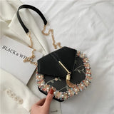 Chain Tassel Women's Bag Summer PU Leather Shoulder Bag Fashion Pearl Lace Crossbody Bags for Womn 2022 Luxury Design