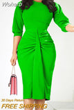 Summer Midi Dress African Dress for Women Sexy Daily Elegant Long Bodycon Dresses Plus Size Fold Robe Femme African Clothes-Outfit