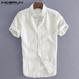 Elegant S-5XL Male Tee Tops Casual Shirts Men Social Shirts Dress Button Turn Down Collar Slim Fit Men Clothes