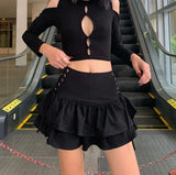 Gothic Sexy Mini Skirt Y2K Fairy Angel Wings Print Skinny Hips Bodycon Short Skirt Women Grunge Punk Demon Slayer