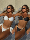 2025 New Solid Color Sexy Shell Decoration With Split Swimsuit