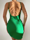 Sexy Green Straps Hollow Out Bodycon Mini