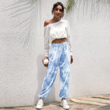 Cotton Sweatpants Oversized Tie Dye Loose Wide Leg Soft High Waisted Trousers Joggers Sports Pants Hip Hop