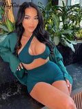 Ribbed Diagonal Collar Sleeveless Hollow Out Crop Top Mini Shorts 2 Pcs Set 2022 Sexy Women Streetwear Y2K Party