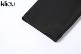 Kliou Solid Simple Two Piece Set Women Sheath Slim Casual Sporty Long Sleeve Zipper Top+Body-Shaping Female Activewear