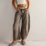 Wide Leg Baggy Jeans Women Casual Loose Mid Waist Denim Pants 90s Boyfriend Denim Bloomers Girlfriend Barrel Jeans-Outfit