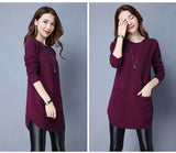 Woherb Korean Version Of The Long Round Collar Long Sleeve Slim Sleeve Knit Bottom Shirt Autumn And Winter New Pure Color Sweater Female Tide-Outfit