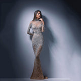 2025 New Women's Hot Long Sleeves Sexy Long Dress Evening Dress Dress