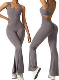Women's Sleeveless Horn Jumpsuit Sexy Bare Back Vest Tightening Hip Yoga