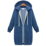 Women's Long Hoodies Casual Pockets Zipper Sweatshirt Plus Size Long Sleeve Female Hooded Jacket Outerwear Sudadera