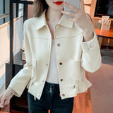 Woherb Fragrant Wind Jacket Short Jacket Female Spring And Autumn 2024 New Jacket Versatile Casual Small Waist Windbreaker-Outfit
