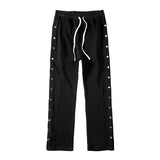 Side Button Jogger Sweatpants Men Elastic Wasit Streetwear Loose Casual Hip Hop Trousers Wide Leg Harajuku Cargo
