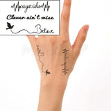 Water Transfer Tattoo Sexy Black Letter Lifeline Tattoo Body Art Waterproof Temporary Fake Flash Tattoo for Man Woman