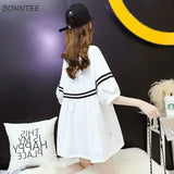 Women Striped Ruffles Baggy Harajuku Kawaii Mini Stylish Short Sleeve Hot Sale Summer Female Dresses Ins New Young