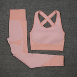 Piece Set Tracksuit Women Zipper Workout Long-sleeve Crop Top Tight Leggings Women Fitness Seamless