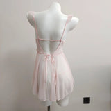 Spring Summer New French Girl Pure Wind Sexy Small Flying Sleeve Net Yarn Small Chest With Bra Bra Bra Bra Pajamas