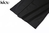 Kliou elegant sleeveless slit sexy maxi dress women fashion party vestidos outfits bodycon solid female clothing