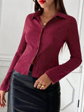 Striped Casual Open-Shirt Button Long-Sleeved