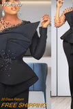 Two Piece Set Africa Clothing African Clothes Plus Size African Dresses for Women 2023 Summer Outfits Mesh Bead Tops Pants Set-Outfit