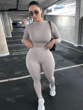 Woherb And Winter New Women's Casual Two-Piece Slim Long Sleeve Sports Suit-Outfit