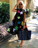 Summer Dress 2022 Casual Loose Short Sleeve Party Dresses Sweet O Neck Ruffled A Line Female Robe Dress Plus Size