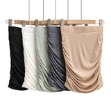 New Fashionable Wrinkle Stretch Slim Solid Color Skirt Summer Skirt Temperament Light Mature Bagged Hip Skirt Woman-Outfit