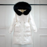 Waterproof Winter Women's Long Puffer Jacket 2022 Big Real Raccoon Fur Hooded Duck Down Coat Female Rain Feather