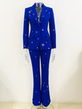 Star Fashion New Heavy Industry Metal Hole A Buckle Blazer Trouser Suit