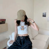 kawaii women's tube top tank vest bottoming underwear women cute prints slim short cropped clothes Korean summer corset