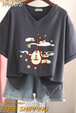 100% Cotton M-6XL T Shirt Chinese Lute Print Tshirt Short Sleeve Women's Top Summer Couple V Neck Oversized T Shirts-Outfit