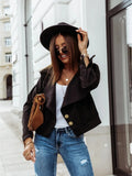Hot Style Autumn And Winter Long Sleeve Lapel Deer Skin Velvet Button Jacket Small Coat Female-Outfit
