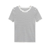 Spring New Soft Short Sleeve Striped Knitted T-Shirt T-Shirt Bottom