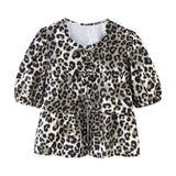 New Bubble Cuff Lace-Up Solid Color Short Blouse 1213835-Outfit