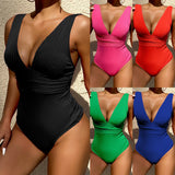 Woherb New One-Piece Swimsuit Female Integrated Solid Color Sexy Slim One-Piece