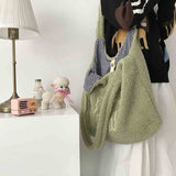 2022 Women's Kawaii Lamb Fabric Shoulder Bag Handbag Tote Large Capacity Embroidery Shopper Bags Cute Bag for Girls New